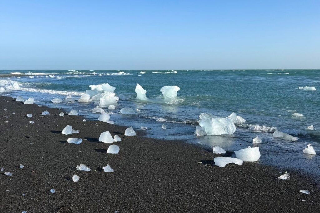 Glaciers in Iceland and black sand beaches in Iceland