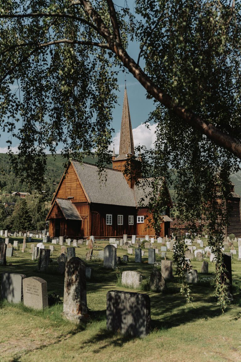 Authentic wooden stave church in Norway