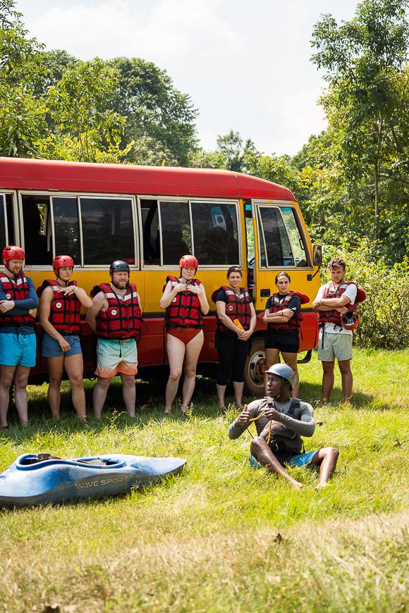 Getting ready for white water rafting in Jinja on The Nile