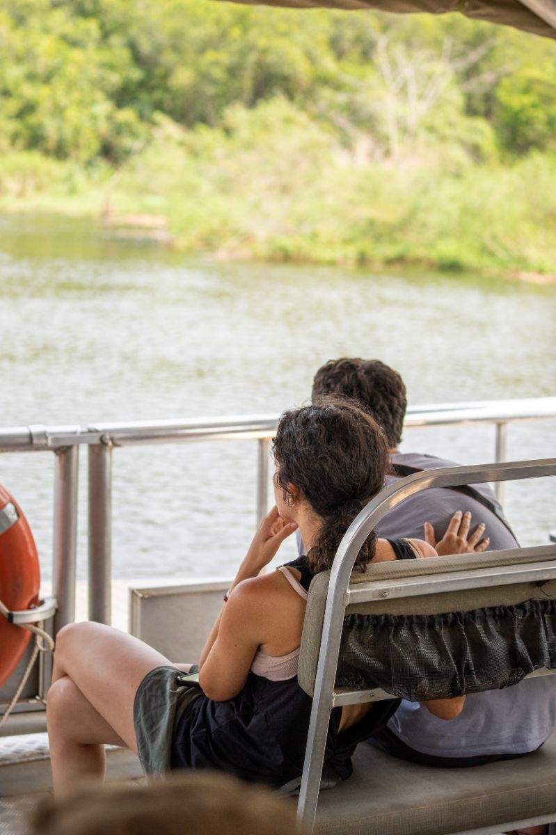 Two explorers chasing the horizon in Murchison Falls National Park
