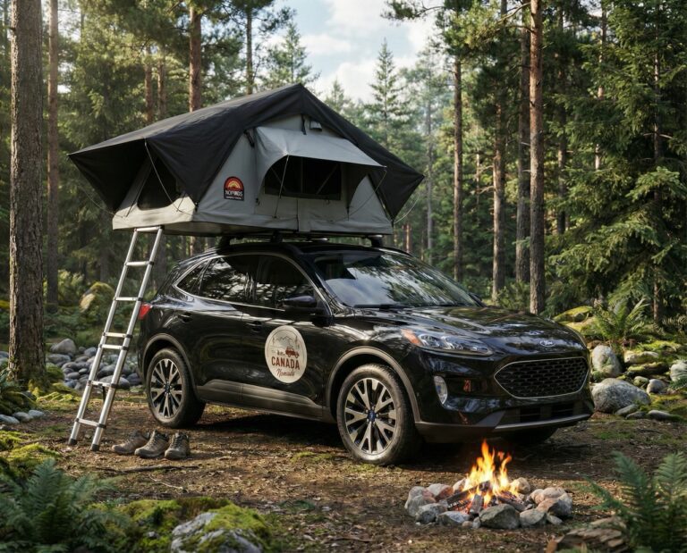 SUV with a rooftop tent