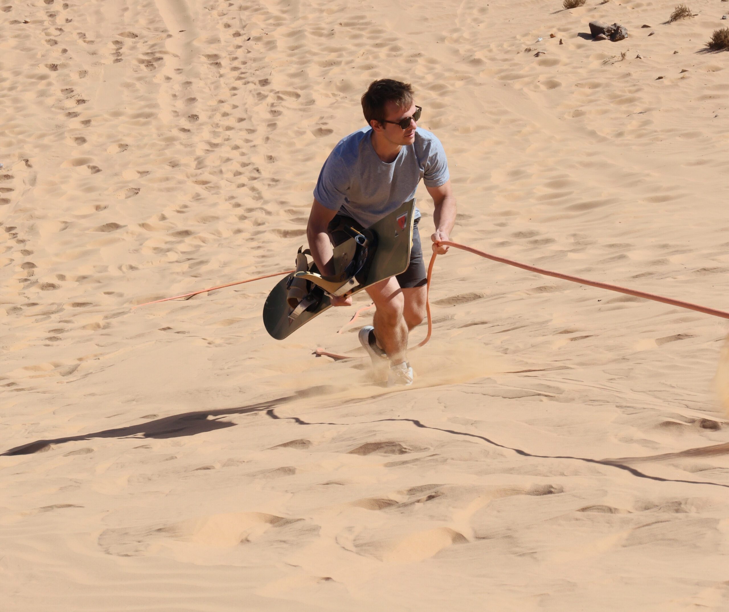 Sand boarding in Wadi Rum