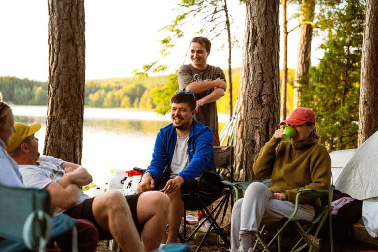 family by the campfire