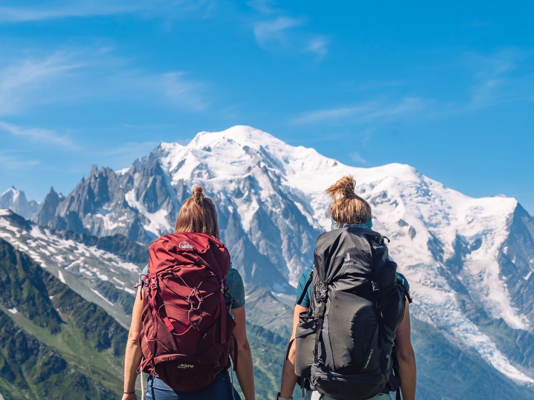 2 backpackers on the MBT Mont Blanc Circuit Tour
