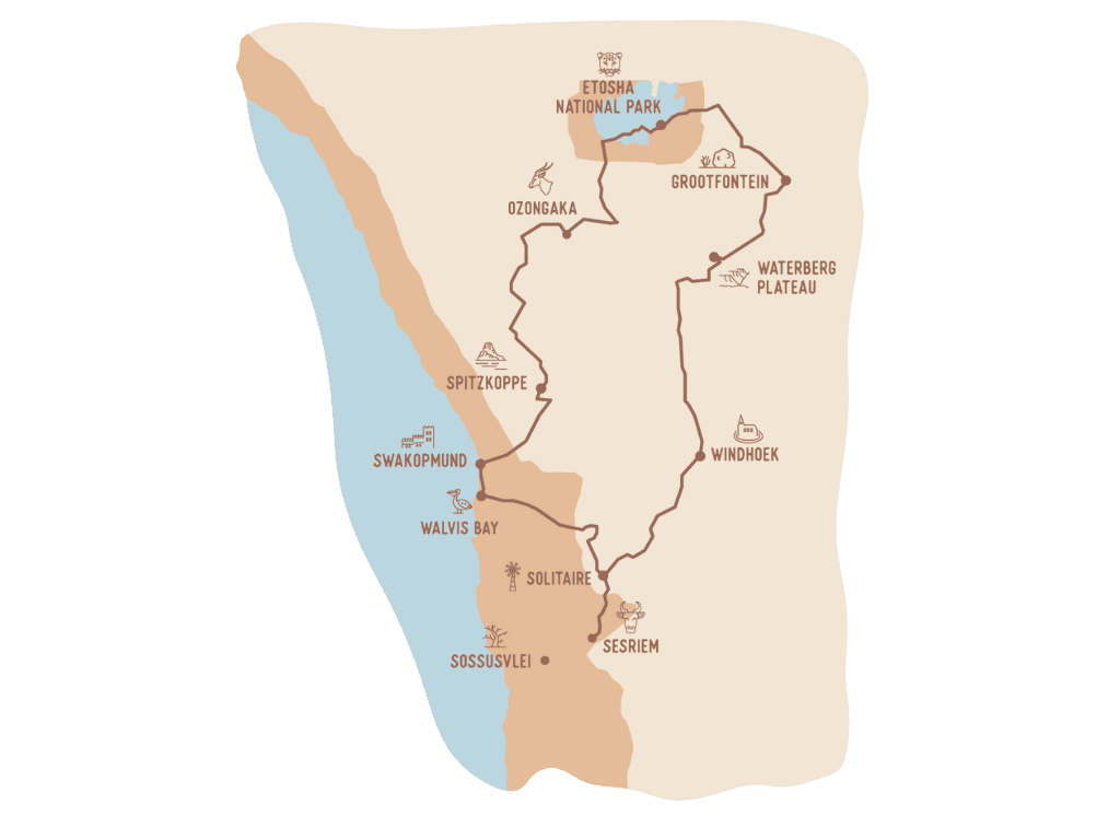 Karte Zoom Namibia Route West