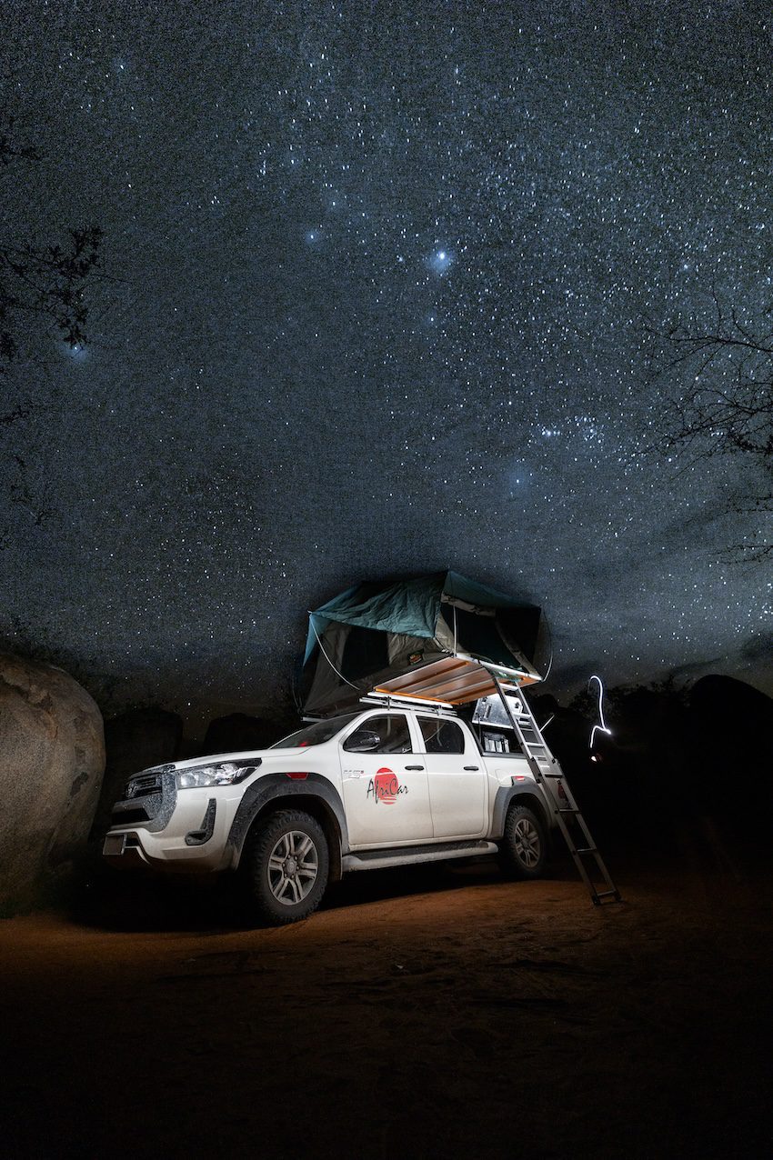 Car under milky Way Namibia