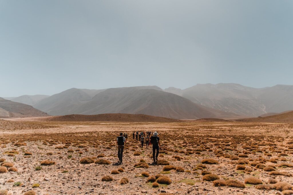 Groupe de randonneur au Maroc dans l'Atlas