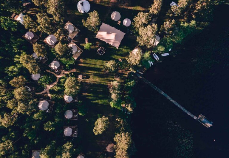 Aerial photo of Nordic Woods glamping