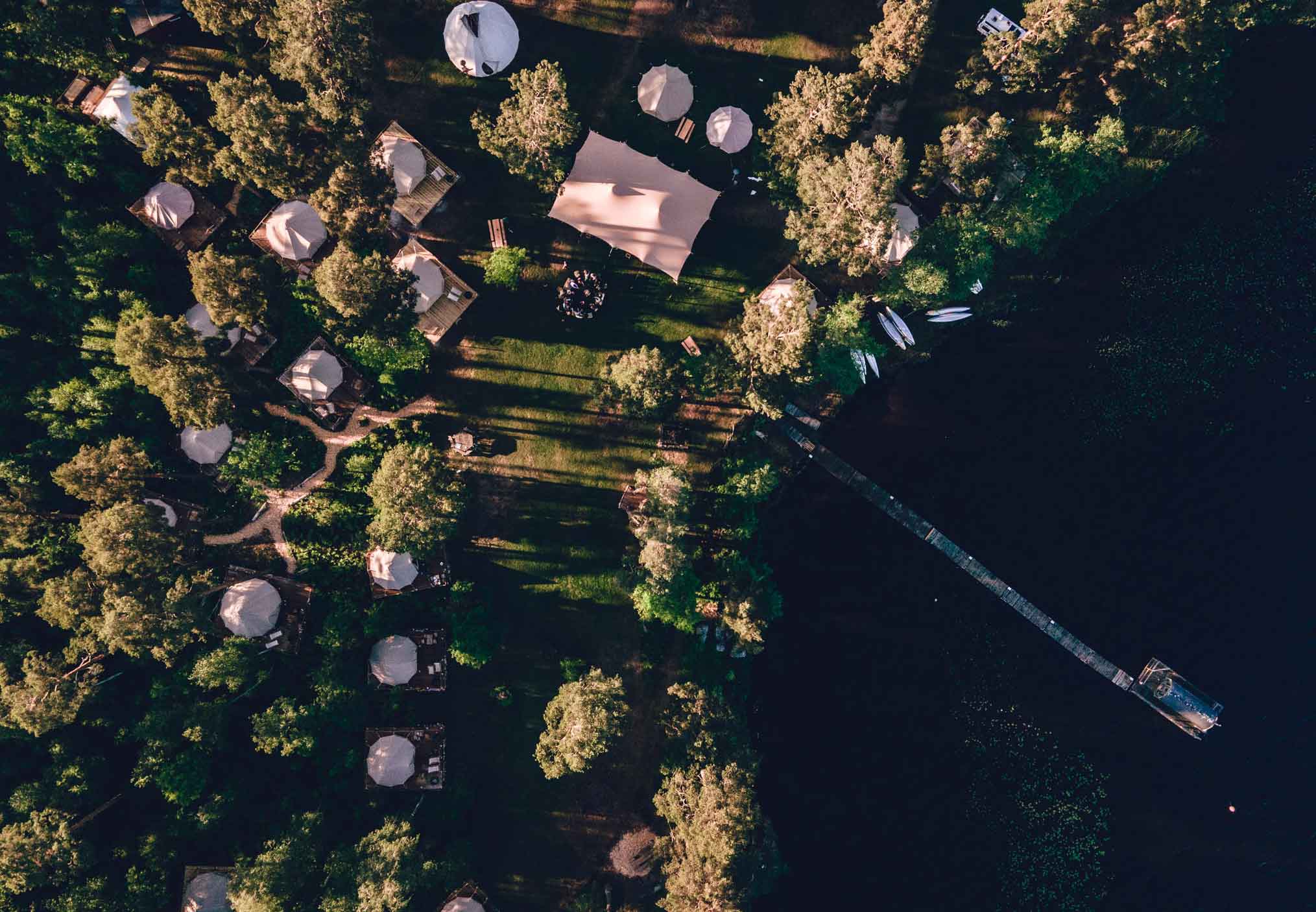 Aerial photo of Nordic Woods glamping