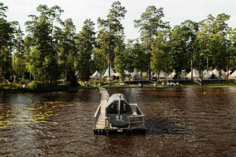 Sauna on the lake nordic woods glamping
