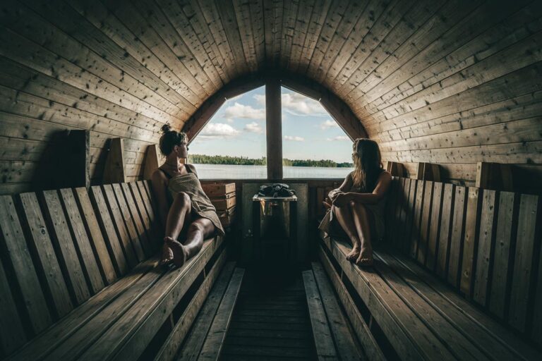 Sauna on the lake nordic woods glamping