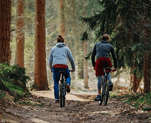 mountainbiken in de bossen in Drenthe